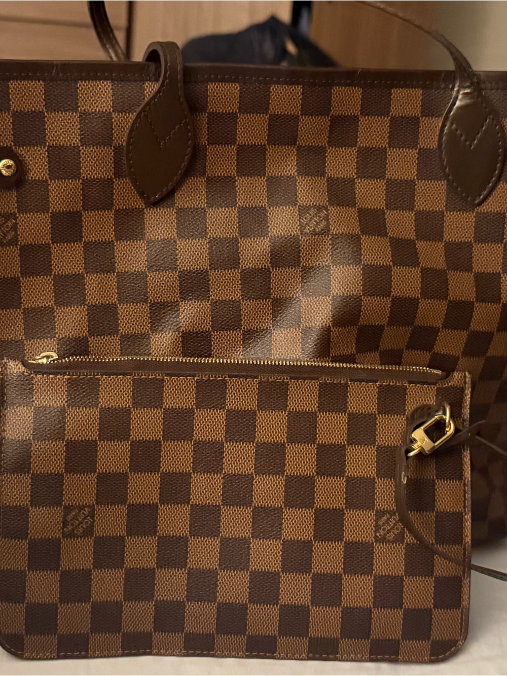 Louis Vuitton Brown Damier Ebene Tote with Dark Trim - Picture 9 of 10